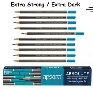 APSARA Absolute Dark Strong 10 x Premium Pencils Eraser Sharpener School Office - Picture 1 of 3