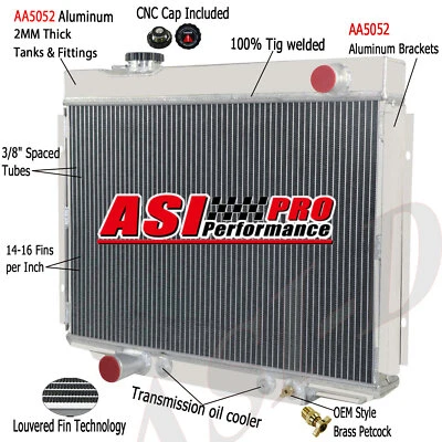 3 Row Aluminum Radiator For 1968-70 Ford Fairlane Mustang Torino Ranchero CC2379 Foto 1 de 4