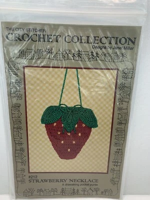 The City Stitcher Crochet Strawberry Necklace Drawsting Pocket Purse Pattern - Image 1 of 2