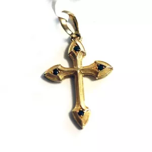 DAVID YURMAN Men's NEW 18K Gold Gothic Cross Amulet Enhancer Black Diamond - Picture 1 of 11