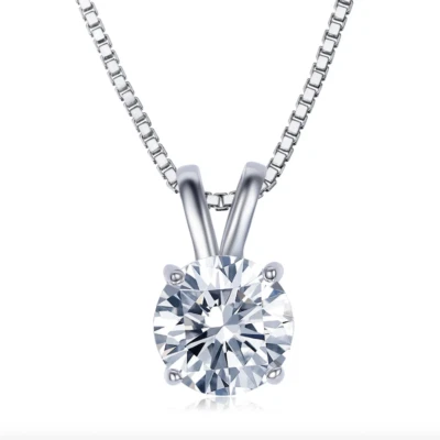 HALSKETTE 925 STERLING SILBER PLATTIERT WEIß KREIS KETTE ZIRKONIA DAMEN SCHMUCK - Bild 1 von 4