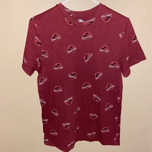 Jurassic World Jurassic Park Shirt Adult Small Gray T-shirt Tee Dinosaur AOP S - Picture 1 of 4