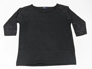 Gap True Black Lace 3/4 Sleeve Shirt Size Medium - Picture 1 of 8