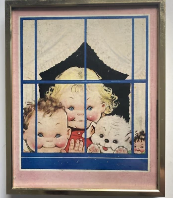 Impresión ilustración marco dorado anual 1959 de Mabel Lucie Attwell Story Time vintage Foto 1 de 4