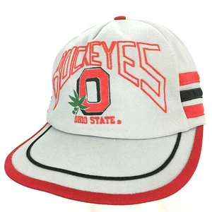 Vtg Ohio State Buckeyes 3-Stripe Hat Logo USA Snap Back Trucker Baseball Dad Cap - Picture 1 of 12