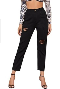 SweatyRocks Damen Ripped Boyfriend Jeans Distressed Denim Knöchellang Jeans - Bild 1 von 6