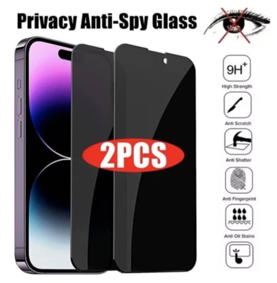 2Pack Privacy Tempered Glass Screen Protector For iPhone 17 16 15 14 13 12 Max X - Image 1 of 4