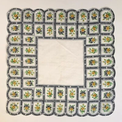 Gray Floral Bridesmaid Handkerchief Wedding Cottage Core Granny Vintage - Image 1 of 4