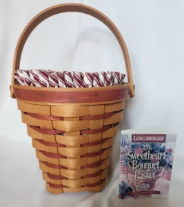 Longaberger 1996 Sweetheart Bouquet Basket 11240 Red & White Striped Liner USA - Picture 1 of 10
