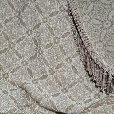 DE COLECCIÓN ITALIA GIMBELS ALGODÓN COLCHA FUNDA SOFÁ BROCADO DORADO TOSTADO FLECOS 96x72 Foto 1 de 4