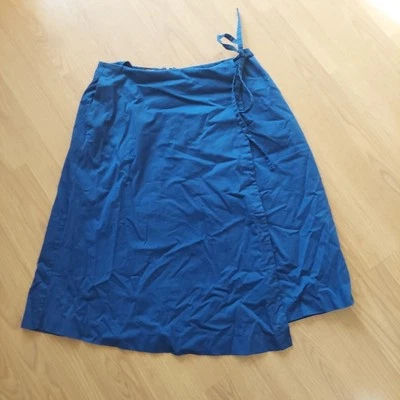 Alfani Blue Stretch Cotton Blend Faux Wrap Midi Skirt Sz 12 - Изображение 1 из 4