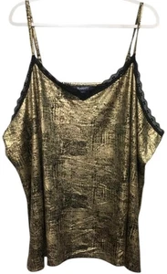 Roaman's 34/36 Trägertop gold metallic Spitzenbesatz dünn durchsichtig ärmellos - Bild 1 von 5