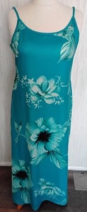 NEW LADIES TURQUOISE FLORAL MAXI DRESS SIZE 20 - Picture 1 of 5