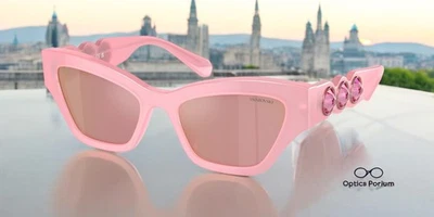 Óculos de sol feminino SWAROVSKI SK6021 2001E4 rosa leitoso espelho rosa 53 mm - Imagem 1 de 4