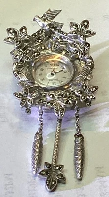 Rare 17 Jewel Sterling Silver SWISS Broach (Nurses Watch ) Bimesa 1950 Serviced - Image 1 of 4