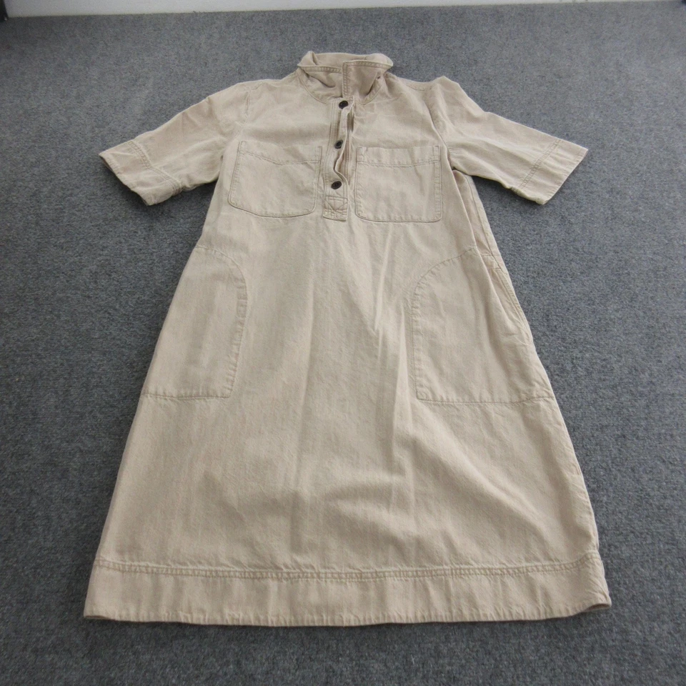 Toast Dress Womens 8 Beige Short Sleeve Popover Utility Pockets Cotton Twill - Image 1 of 4