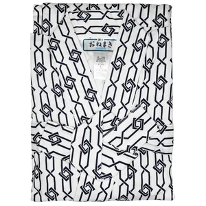 Vintage Giapponese Uomo Taglia L Onsen Hot Spring Resort Cotone Garza Nemaki Geometrico X - Foto 1 di 3