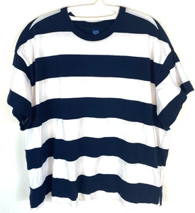 Camiseta a Rayas Azul Marino Antigua Para Mujer XL Náutica Playa Costera Pescador Dinero Antiguo - Imagen 1 de 6