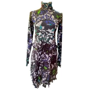 Dorothee Schumacher Turtle Neck Floral Long Sleeve Dress W/ Thumb Holes Size 1 - Picture 1 of 17