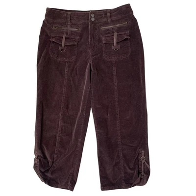 Vintage Y2K East of LA Size 8 Chocolate Brown Corduroy Front Pocket Capri Pants - Image 1 of 4