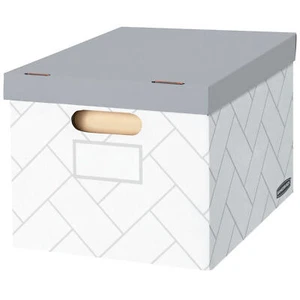 NEW - 5 Pack, Bankers Box, Gray Herringbone, 10" x 12" x 15" MADE IN USA - Picture 1 of 8