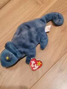 RARE 1997 TY Rainbow the Chameleon Beanie Baby with tag Blue and Green 9 inch - Bild 1 von 7