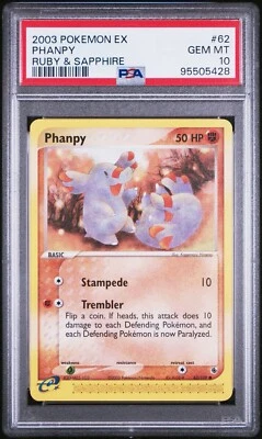 PSA 10 GEM MINT Phanpy 62/109 ex Ruby Sapphire 2003 Pokémon Card - Image 1 of 2