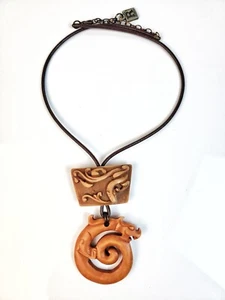Sobral Rare Retired Asian Inspired Dragon Artist Made Double Pendant Necklace - Picture 1 of 5