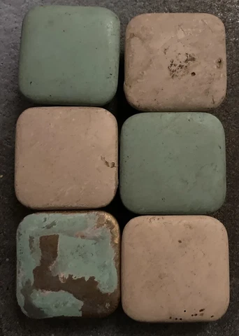 6 Square Antique Vintage Wooden Knobs, Handles, Pulls, Farmhouse Furniture Cover