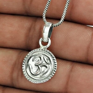925 Sterling Silver Handcrafted Jewelry Pendant OM W66 - Foto 1 di 4