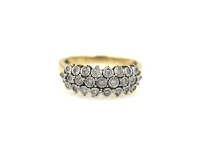 10K Two-Tone Gold Triple Row Diamond Laced Illusion Setting Band Ring Size 6.5 - Image 1 of 4