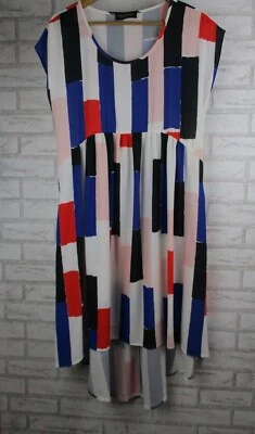 Philossophy womens shift dress blue white pink stripe print 10 round neck  - Image 1 of 4