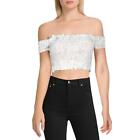 Sequin Hearts Womens Ivory Lace Crop Top Blouse Juniors 0  4384
