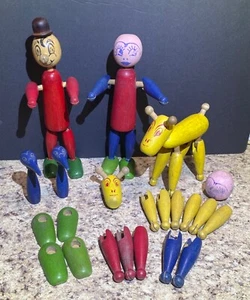 Figuras de juguete antiguas de madera construcción articulada estilo Krazy Ike’s muy raras... LEER - Imagen 1 de 22
