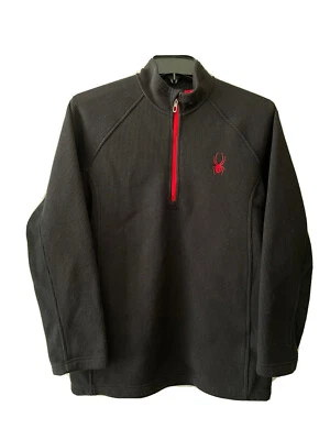 Chaqueta Pullover Spyder Kids XL Forro Polar A Prueba de Viento Negro Viuda Rojo Logo Foto 1 de 4