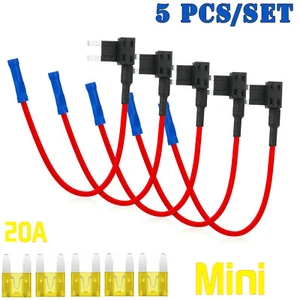 5 X Add A Circuit Piggy Back Fuse Tap Mini 20AMP Blade Fuse Holder ATM APM Fuses - Picture 1 of 9