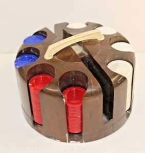 Portacarrusel de fichas de póquer de plástico vintage con ranuras para cartas - Imagen 1 de 5