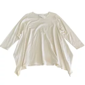 Top tunica donna Blanque misto cotone taglia unica LS panna made in USA - Foto 1 di 8