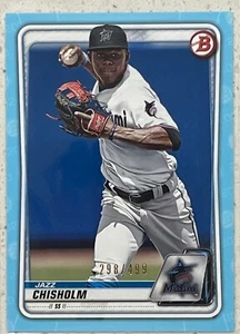 2020 Bowman Sky Blue #'d 298/499 Jazz Chisolm Rookie Card #BP-72 - Picture 1 of 2