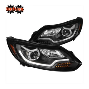 For 2012-2014 Ford Focus Black Projector Headlights DL White Strip LED Signal - Picture 1 of 5