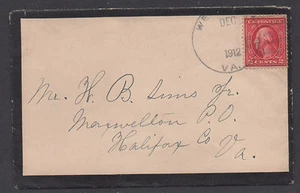**US 20th Century Mourning Cover, Scott # 406, Wellville, VA, Dec 1912 - Picture 1 of 2