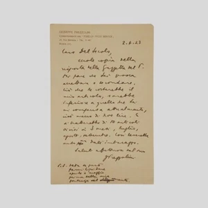 Autografo Giuseppe Prezzolini Lettera autografa Floriano Del Secolo 1923 - Bild 1 von 1