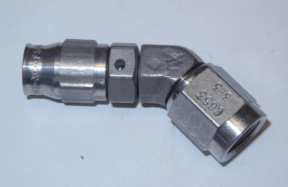 Aeroquip Wiederverwendbar Passform 45 Grad -3 An Ptfe Schlauch bis Edelstahl - Bild 1 von 1