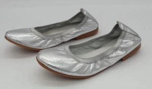 GEPPETTO'S BALLERINAS SILVER LEATHER BALLET FLATS SLIP ON NEW - Picture 1 of 4