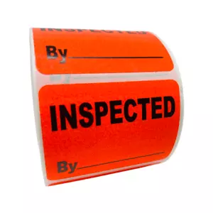 2""x1,5"" Geprüft durch Etiketten rot Produktion Inventar Aufkleber 1000 STCK. - Bild 1 von 3