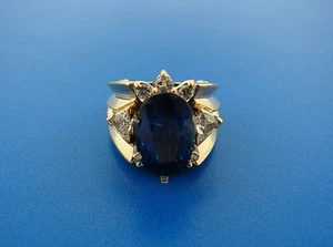 Wunderschöner Ring 14 Karat Gelbgold, Kyonit & Diamant  - Bild 1 von 7