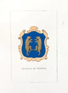 1882 ARALDICA STEMMA FAMIGLIA ORSEOLO VENEZIA Litografia - Imagen 1 de 1