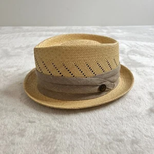 Goorin Bros Panama Hat Adults Small Toquilla Straw Fedora Beige Band Made in USA - Picture 1 of 16