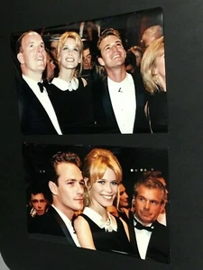 Lot (2) Original Luke Perry Claudia Schiffer Press Photo Color 90210 VTG Rare - Picture 1 of 2