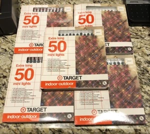 5 VINTAGE Sets 50 MINIATURE CHRISTMAS CLEAR/RED LIGHTS INDOOR/OUTDOOR TARGET - Picture 1 of 6